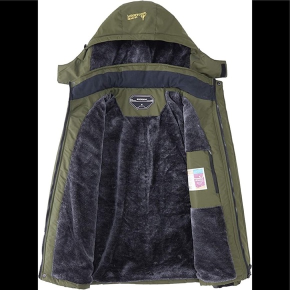 New Mens Artic Thick Interior Fleece Lined Jacket Zipper Pockets - Picture 2 of 2